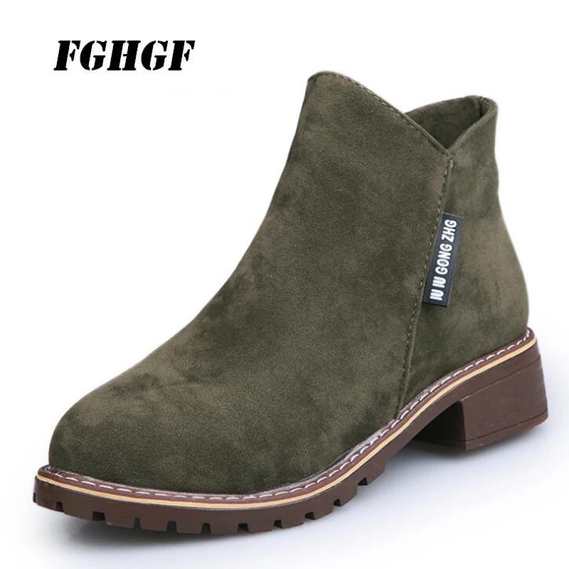 

Spring/winter 2018 new Martin boots women's side zipper short boots women's low heel low tube school style women's boots trend