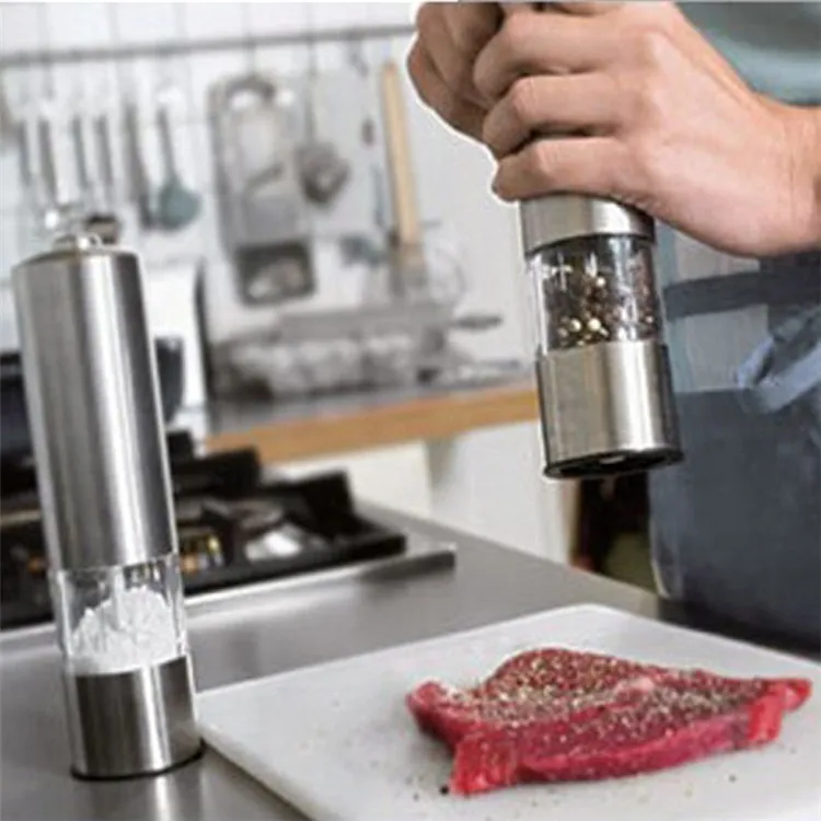 Electric Salt Pepper Mill Spice Grinder Stainless Steel  Gravity Induction Salt Pepper Mill Herb & Spice Grinder Kitchen Tool