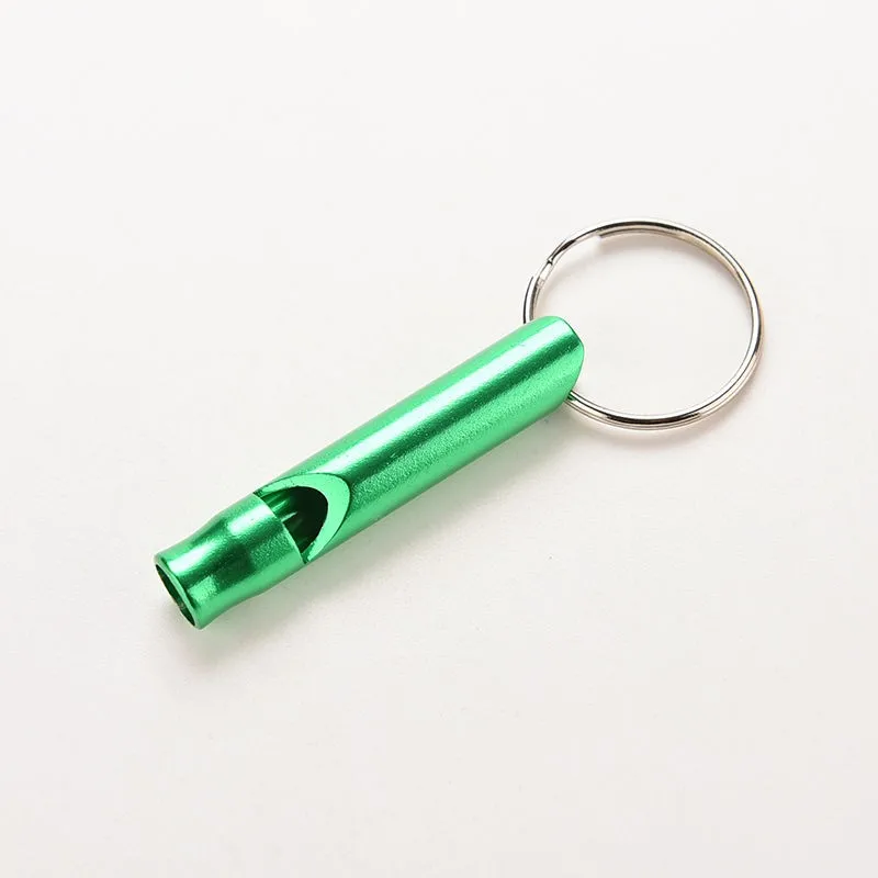 Golden 4.6cm Aluminum Alloy Emergency Whistle Survival Whistle with Key Ring Chain for Hiking Camping