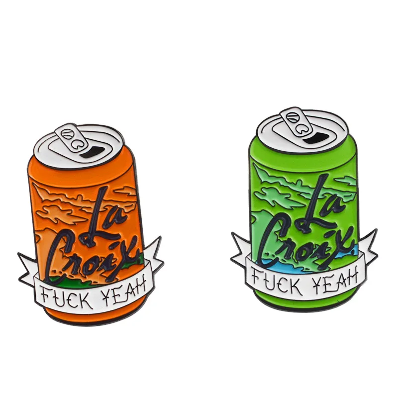 

FXXK Yeah Fruit Drink Can Tears of Mine Enemies Black Can Pins Enamel pin Lapel pin Badges Brooches for Women Men Funny jewelry