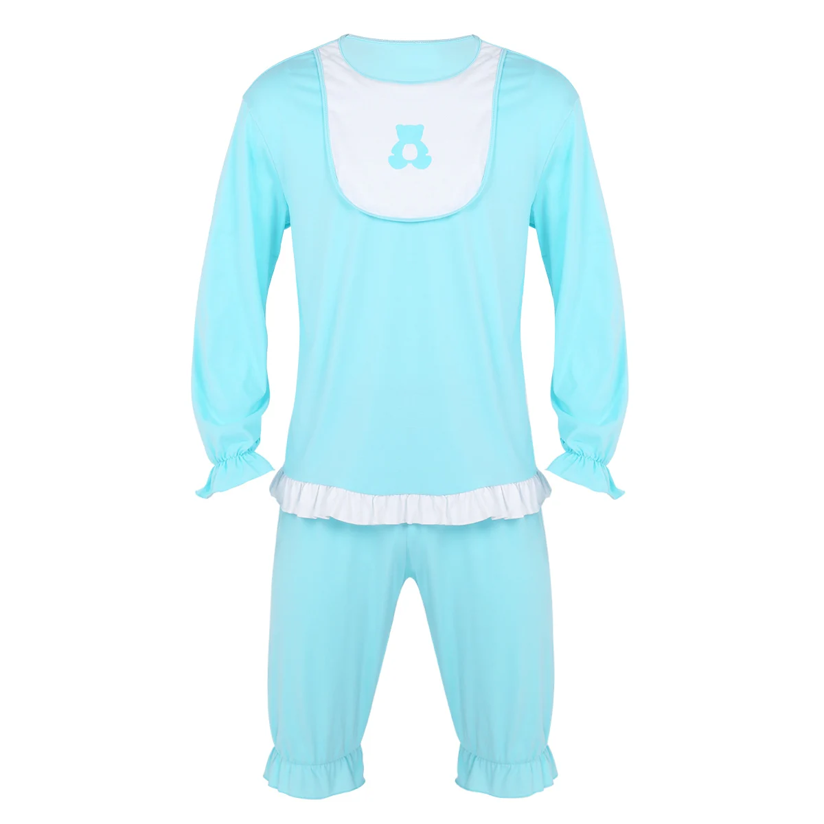 Для взрослых милое детское нарядное платье костюмы мужская пижама спортивный костюм с длинными рукавами нижнее белье наборы ночных рубашек костюм для Хеллоуина - Цвет: Light Blue