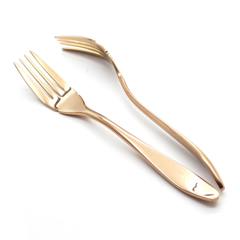 

2Pcs/set Rose Golden Big Fish Fork 201 Stainless Steel Colored Cutlery Set Dinnerware Flatware Tableware Kitchen Accessory