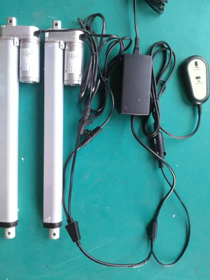 US $98 5 |12 v 450mm stroke remote control linear actuator ,Bahung 2pcs tubular linear actuator with control box /power supply 1set-in DC Motor from