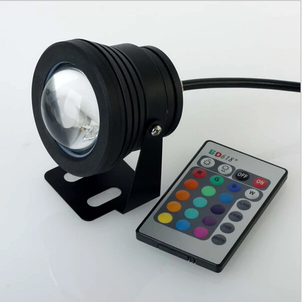 

10W AC/DC12V RGB LED Underwater Lamp IP65 Waterproof Swimming Pool Pond Fish Tank Aquarium LED Light Lamp With Remote Controller