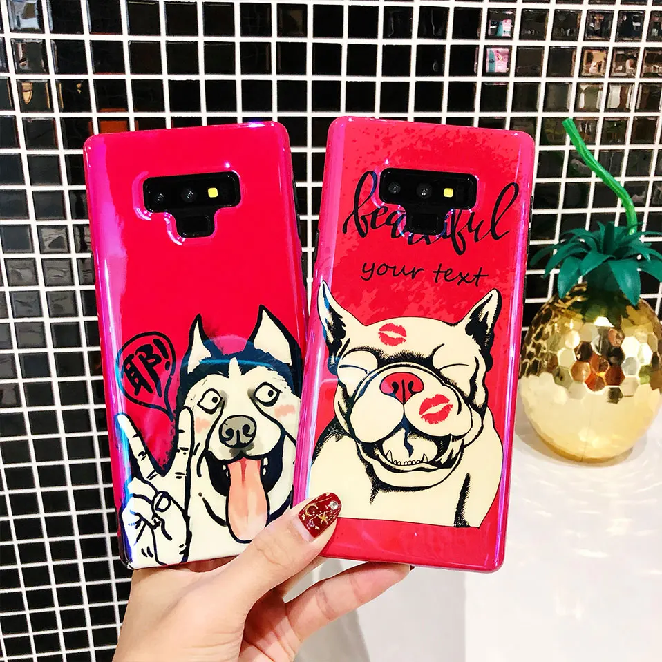 Для Galaxy S8 S9 плюс Fundas Blu-Ray IMD+TPU телефон чехлы для samsung Note 8 9 милая собака шаблон