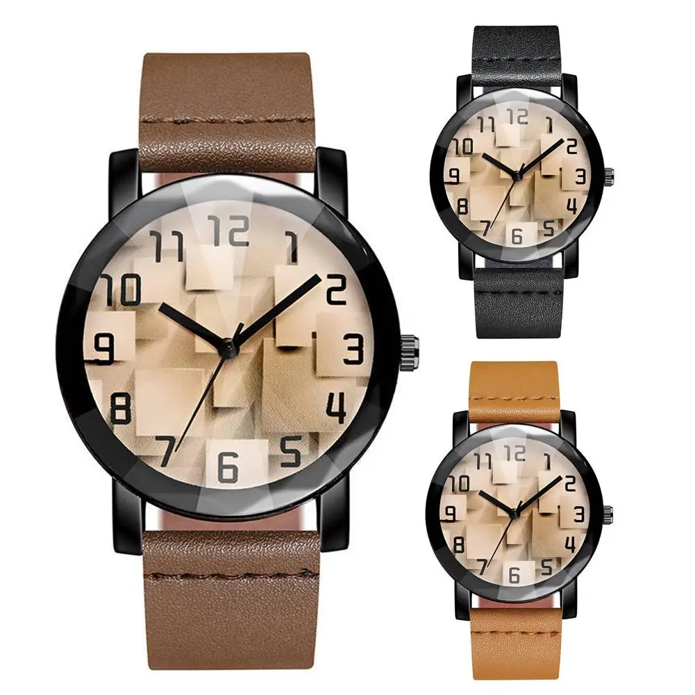 

Fashion Creative Men Faux Leather Band Arabic Numerals Dial Analog Quartz Wrist Watch