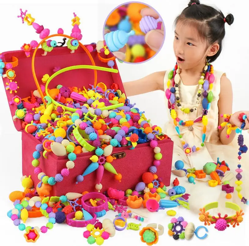 370pcs/set New Pop Beads Toys Snap Together Jewelry Fashion Kit DIY