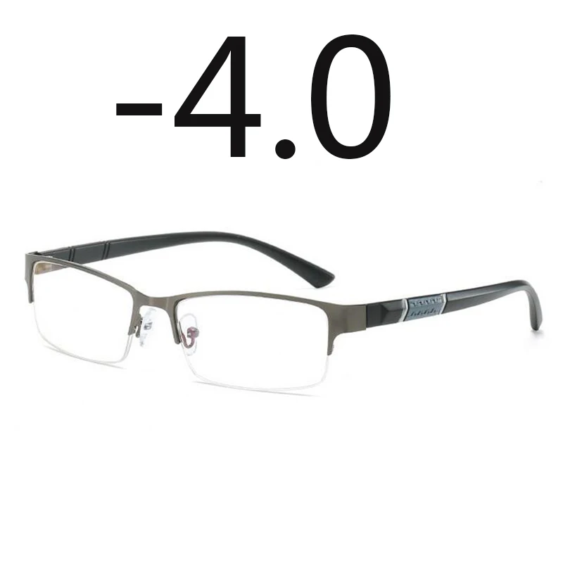 Полуметаллическая Оправа синяя пленка ультра-светильник близорукие очки Смола близорукость унисекс близорукость 0-0,5-1-1,5-2-3-6 - Цвет оправы: gray frame -4.0