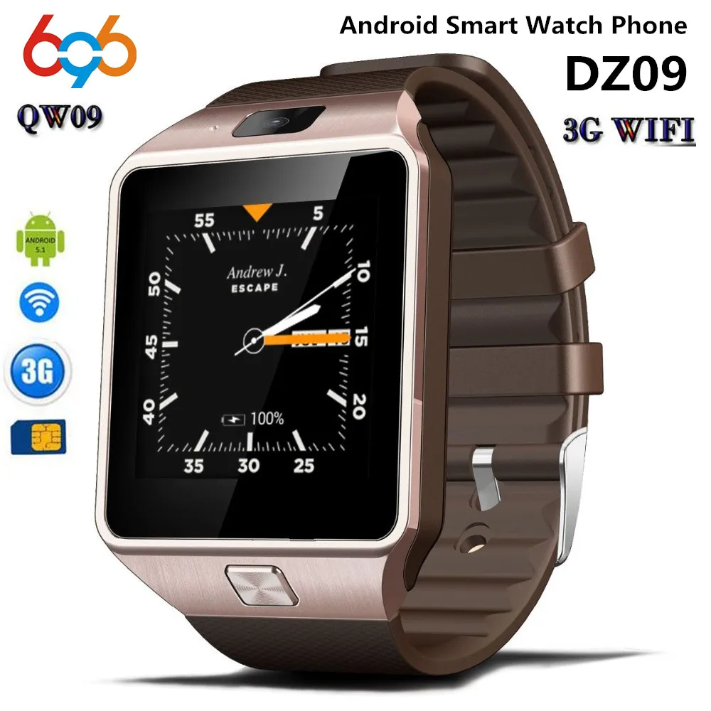 

696 Qw09 bluetooth 3G wifi smart watch DZ09 android 4.4 mtk6572 GHz ROM 4 GB RAM 512 M Smartwatch Para Android iOS PK GT08 DZ09