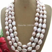 Крупный жемчуг класса ААА+ 3 Strds фиолетовый барокко жемчужное ожерелье 20-2" Свадебные украшения