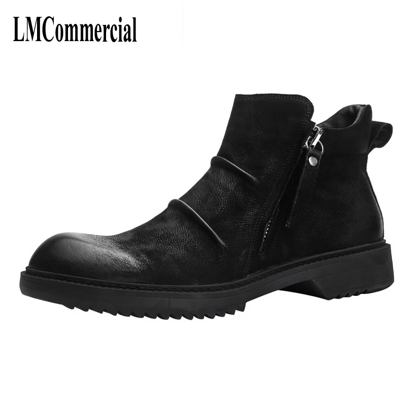 

British leather Riding boots, men's boots, trend leather shoes, autumn retro, low army boots, men's Riding shoes, high shoes men