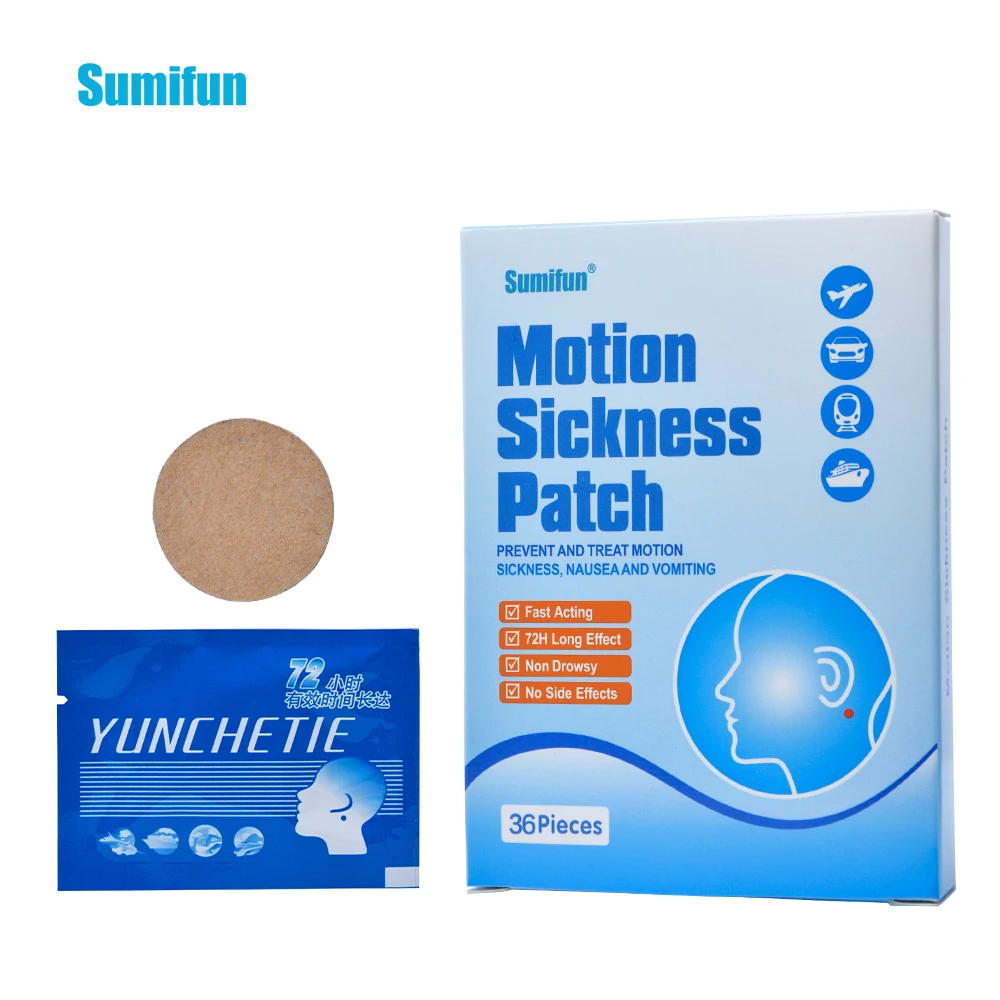 

72Pcs=12bags=2Box Anti Motion Sickness Patch Behind Ear 72 Hours Effect Chinese Natural Chinese Herbal Medical Plasters D0684