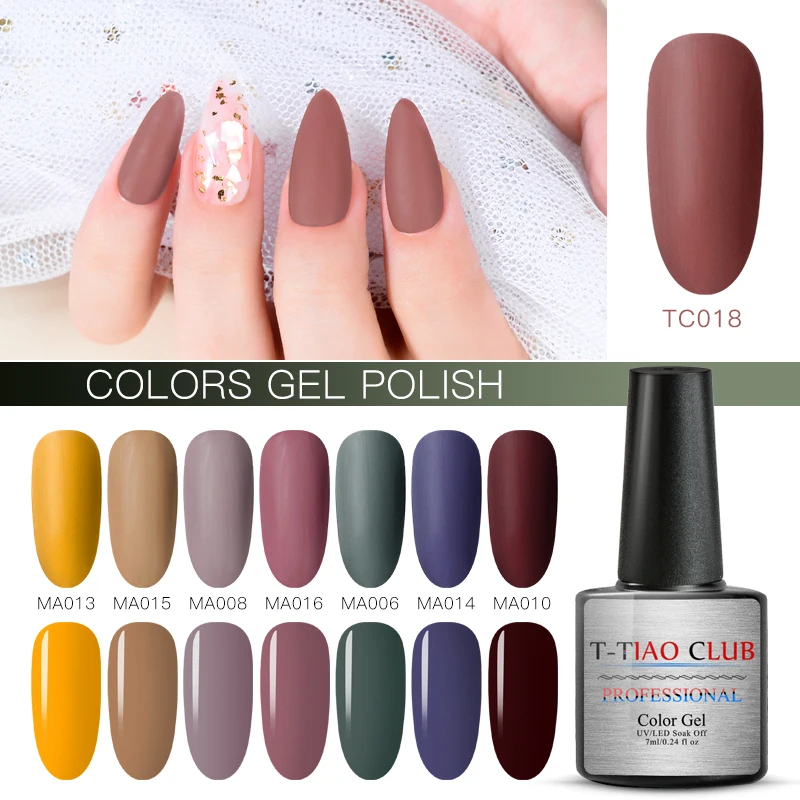 

T-TIAO CLUB Matte Gel Nail Polish 7ml Nail Art Varnish Hybrid Soak Off Gel Lacquer Long Lasting Gel Lacquer Matte Top Coat Gel