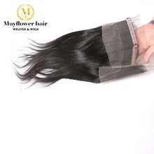 Mayflower Virgin прямые волосы 360 взрыва фронтальный швейцарский размер кружева 2" x 4" Отбеленный узел с детскими волосами натуральный Цвет 130% Плотность