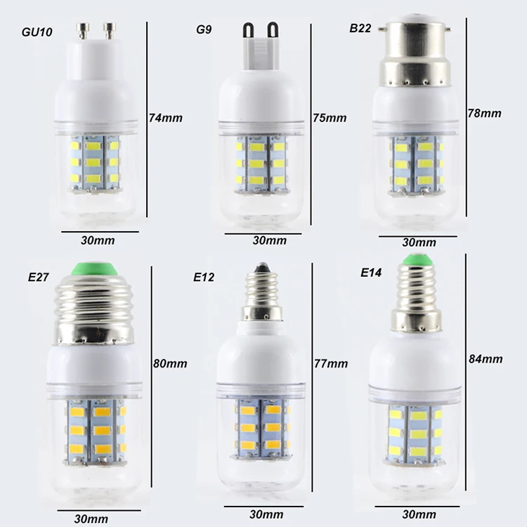 Bombillas 12V Светодиодная лампа E27 E14 E12 B22 GU 10 G9 4W Домашний Светильник 220V 110v smd 5730 27 светодиодов 12 вольт лампы Свеча светильник ing ампула