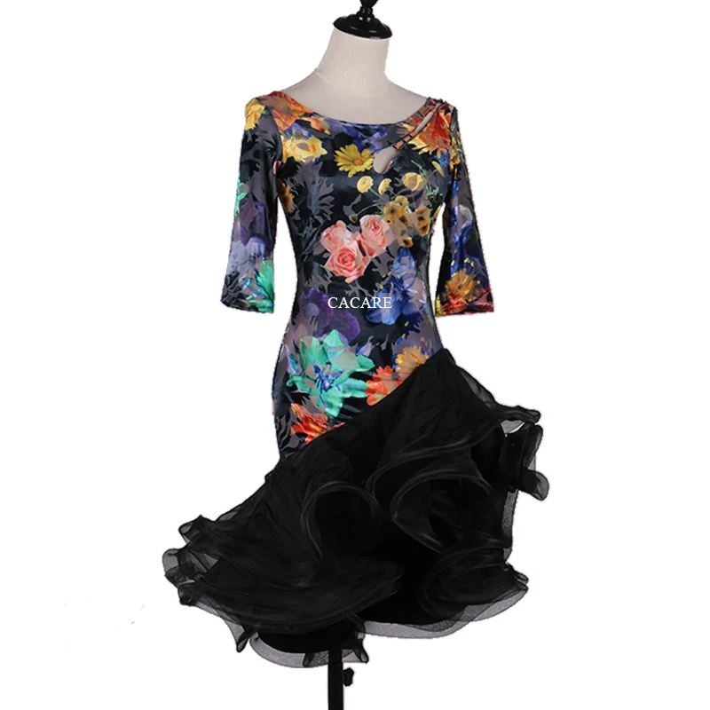 Латинское платье для танцев Для женщин Латина Сальса конкурс латиноамериканских танцев платья дешевые индивидуальные Размеры Цвета D0947 пушистый прозрачный низ