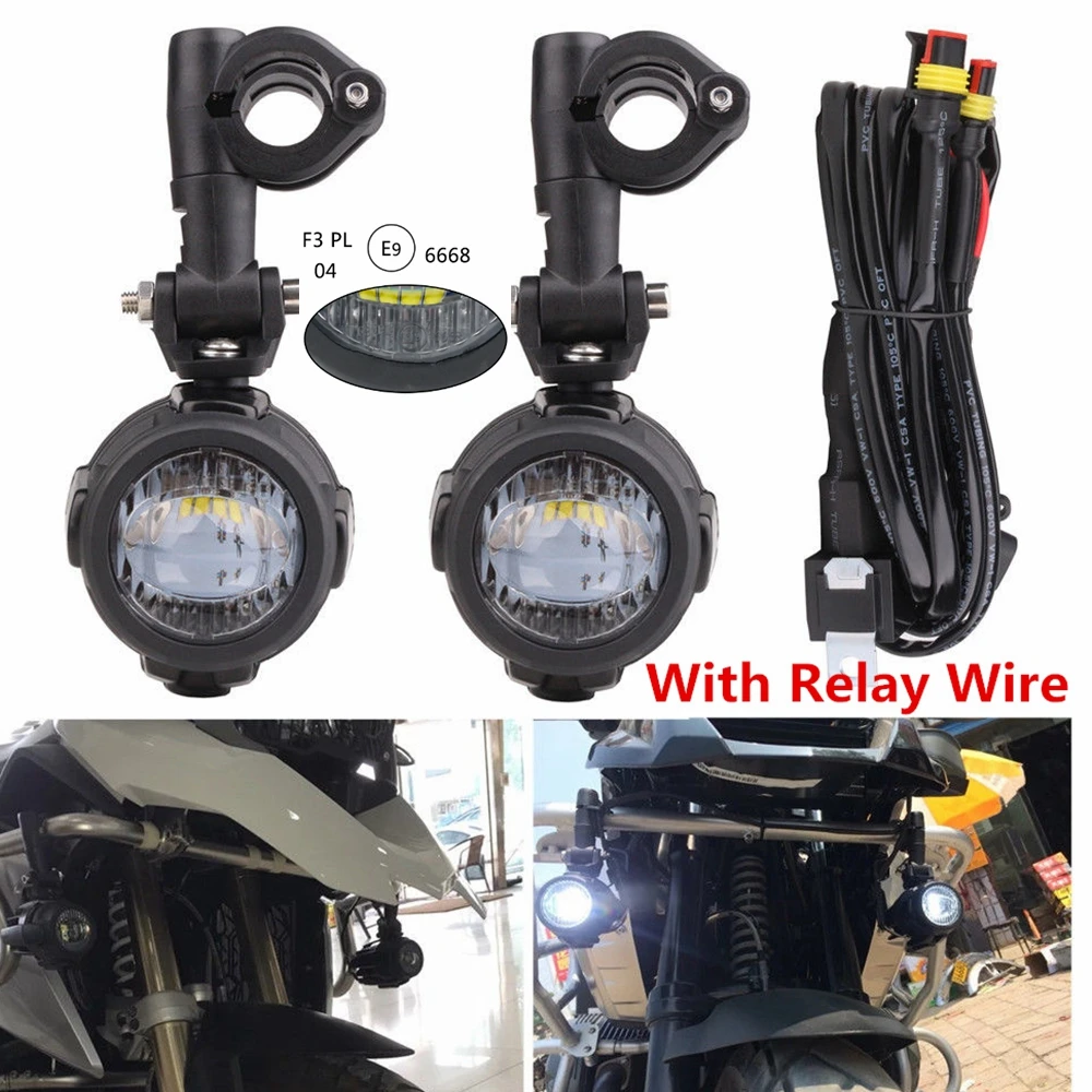 

Universal Motorcycle LED Auxiliary Fog Light Assemblie Driving Lamp 40W Headlight For BMW R1200GS/ADV/F800GS/F700GS/F650FS