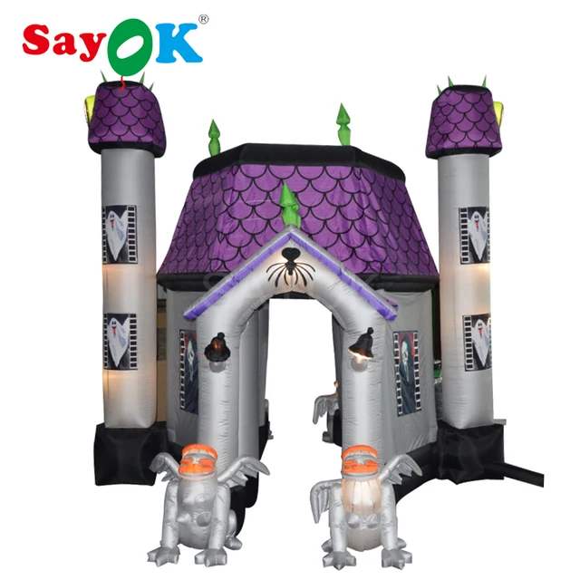 halloween inflatable haunted house horrific vivid inflatable halloween decoration with led light for commercial or home