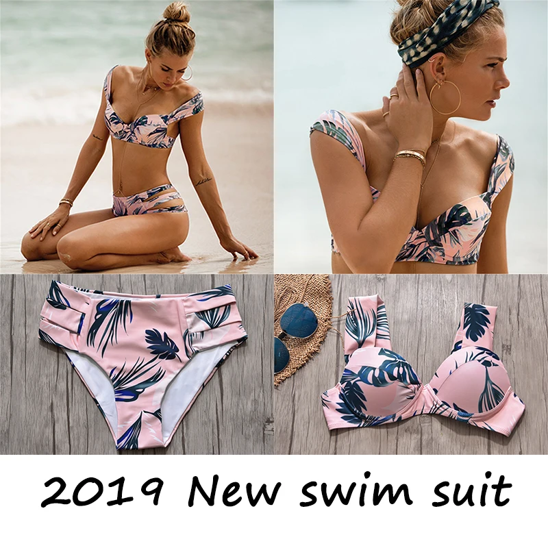 

Thong Bikini 2019 Bathing Suits for Women Print Fitness Swimming Wear UnderWire High Waist Swimsuit Sexy Girls Brazil Swim Suit