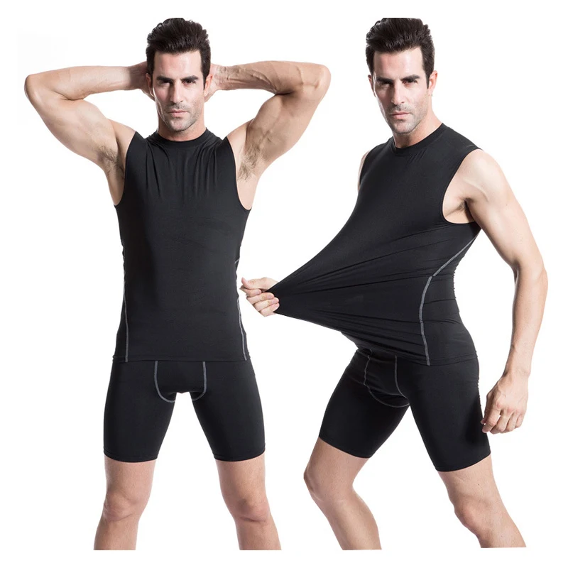 

LANBAOSI 2019 Quick Dry Running Vest Training Workout Tank Top Fitness Tights Gym Men Sport Suit Sleeveless Man's T-Shirt Y50