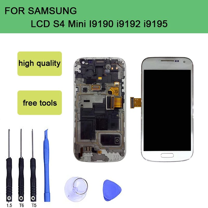 

szHAIyu Test Good Working LCD Display + Touch Screen For Samsung Galaxy S4 Mini I9190 i9192 i9195 Digitizer with frame