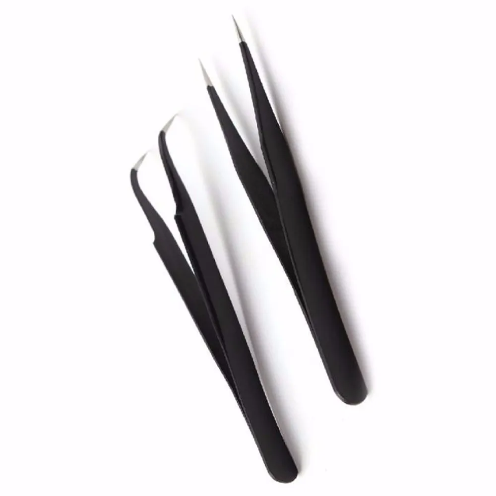 1х дополнительные черные прямые или изогнутые пинцеты для дизайна ногтей, стразы, инструменты для наращивания ресниц NJ247