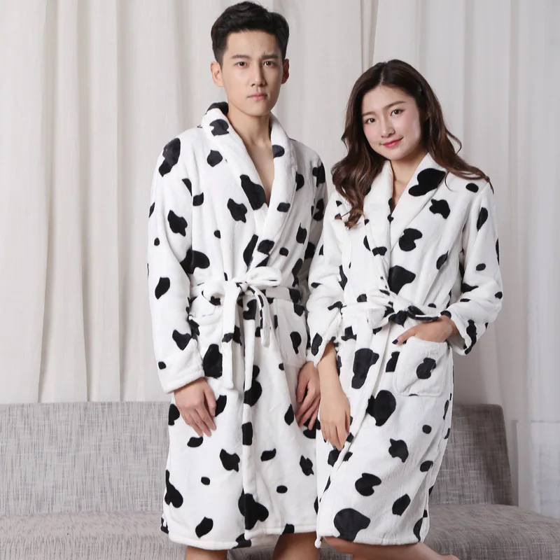 

Fashion Winter Men's Mini Kimono Robe Autumn Lady Flannel Bath Gown Yukata Nightgown Sleepwear Sleepshirts One Size