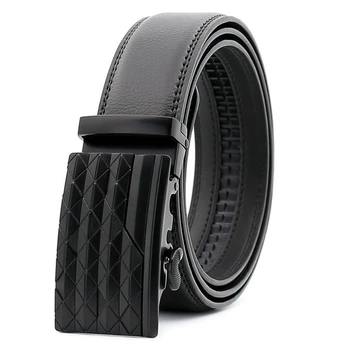 

KAWEIDA fashion man 2018 black diamond Lines Metal Automatic Buckle Belt men's genuine leather belt Luxury brand belt for men