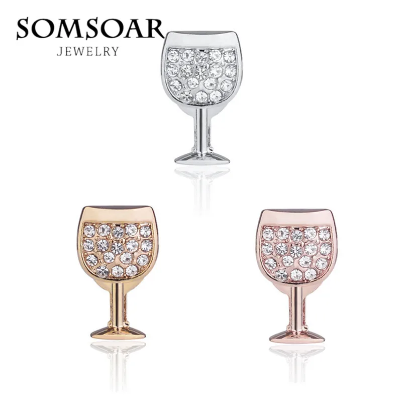 

Somsoar Jewelry Wine Glass Slide Charms fit on Bracelet Keys for Reversible Leather Wrap Bracelets 10pcs/lot