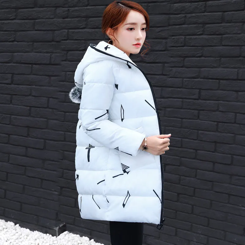 

Hooded With Pompom Long Cotton Parkas Women Winter Colored Long Sleeve Cute Pocket Slim Jackets Woman Warm Coats Female Ladies