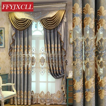 

Home Jacquard Europe Floral Embroidered Window Valance Curtains for Living Room Curtains for Bedroom Kitchen Drapes