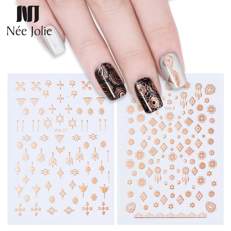 1 лист 3D наклейки для ногтей золото серебро мульти-дизайн мульти-Размер полоса клейкая лента DIY Фольга Маникюр ногтей наклейки для ногтей