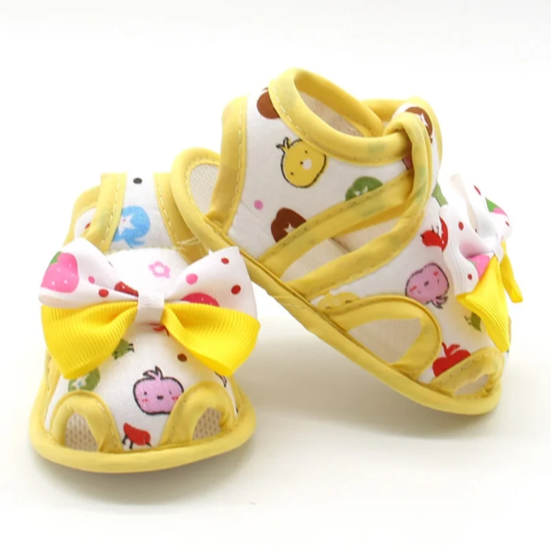 Летняя детская обувь с бантом; милые сандалии для маленьких девочек; нескользящая обувь для малышей