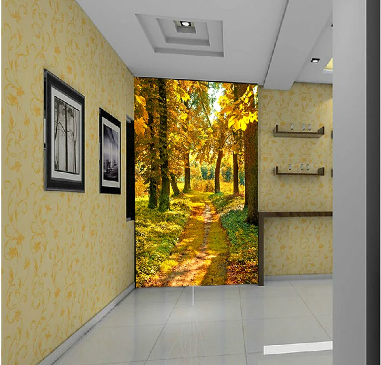 

3D stereoscopic mural wallpaper entrance hallway background wall paper vertical version corridor walkway photo wallpaper