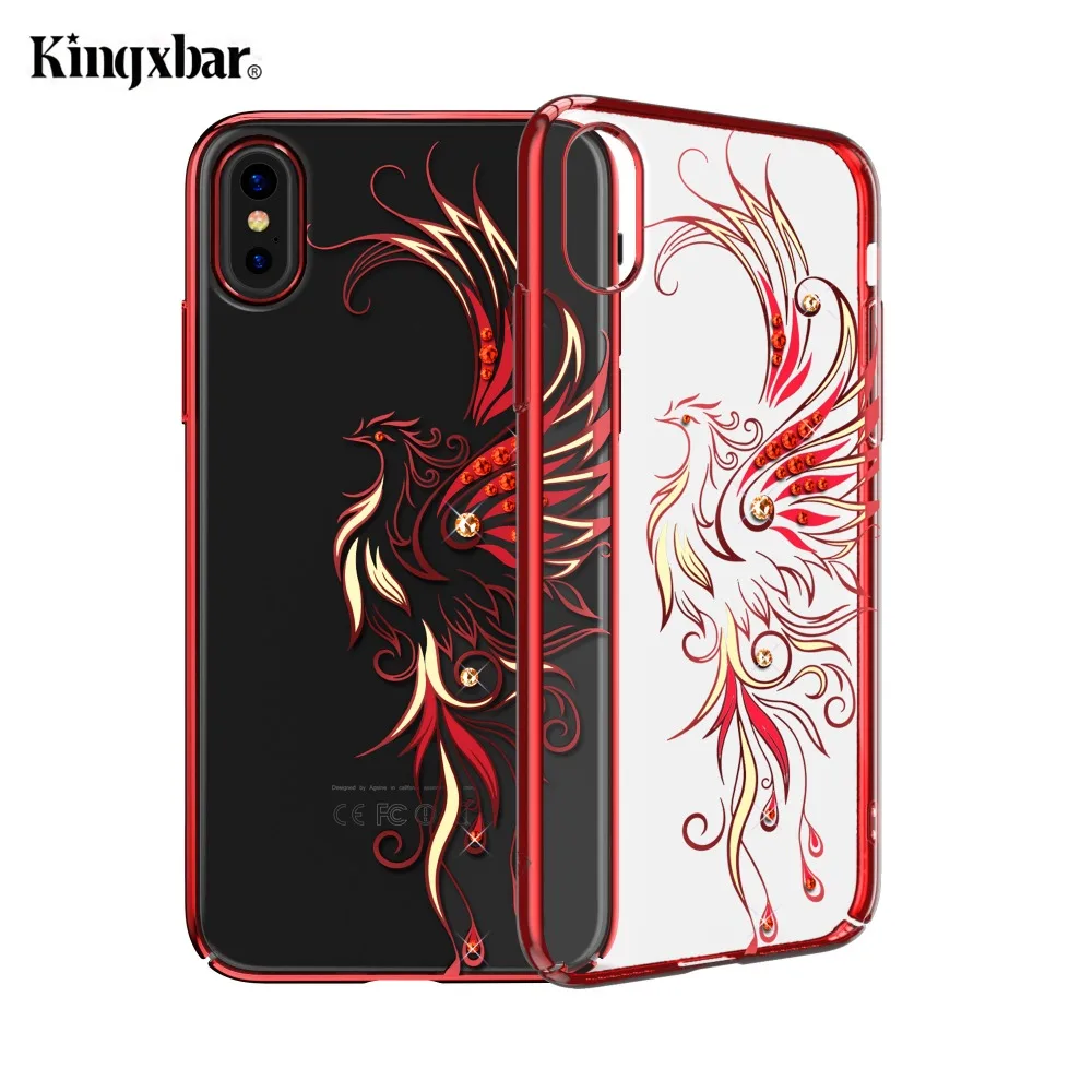 KINGXBAR чехол для iPhone X крышка птица кристаллы от Swarovski Прозрачный 10 Капа цветок| |