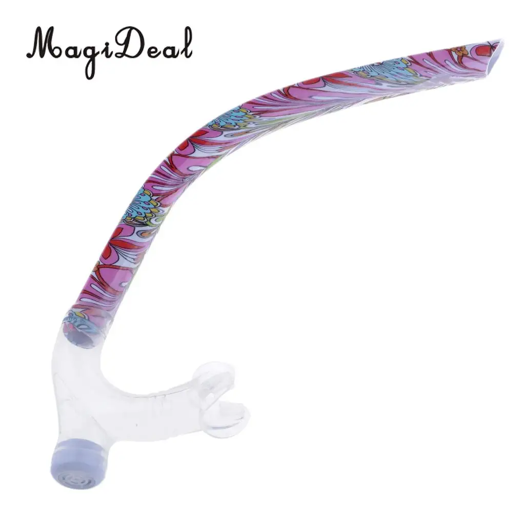 Front Snorkel for Swimmers Training - Center Mount Easy Breath Silicone Mouthpiece Swim Snorkel Tube With Adjustable Head Strap