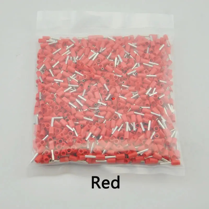 1000 шт. E7510 трубка предварительно изолирующий терминал изолированный кабель провода разъем обжимной клеммы(тип TG-JT) AWG#20 VE7510 - Цвет: Red