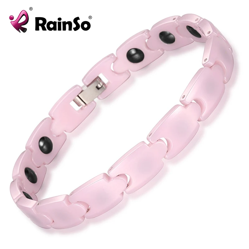 RainSo Bio Energy Ceramic Bracelet Bangle Hematite Health Chain Charms for Women Jewelry pink bracelet ORB-187P RainSo Bio Energy Ceramic Bracelet Bangle Hematite Health Chain Charms for Women Jewelry pink bracelet ORB-187P