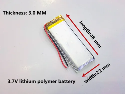 

3.7V rechargeable lithium polymer battery 302248 MP3 / 4/5 Bluetooth radio battery monitor