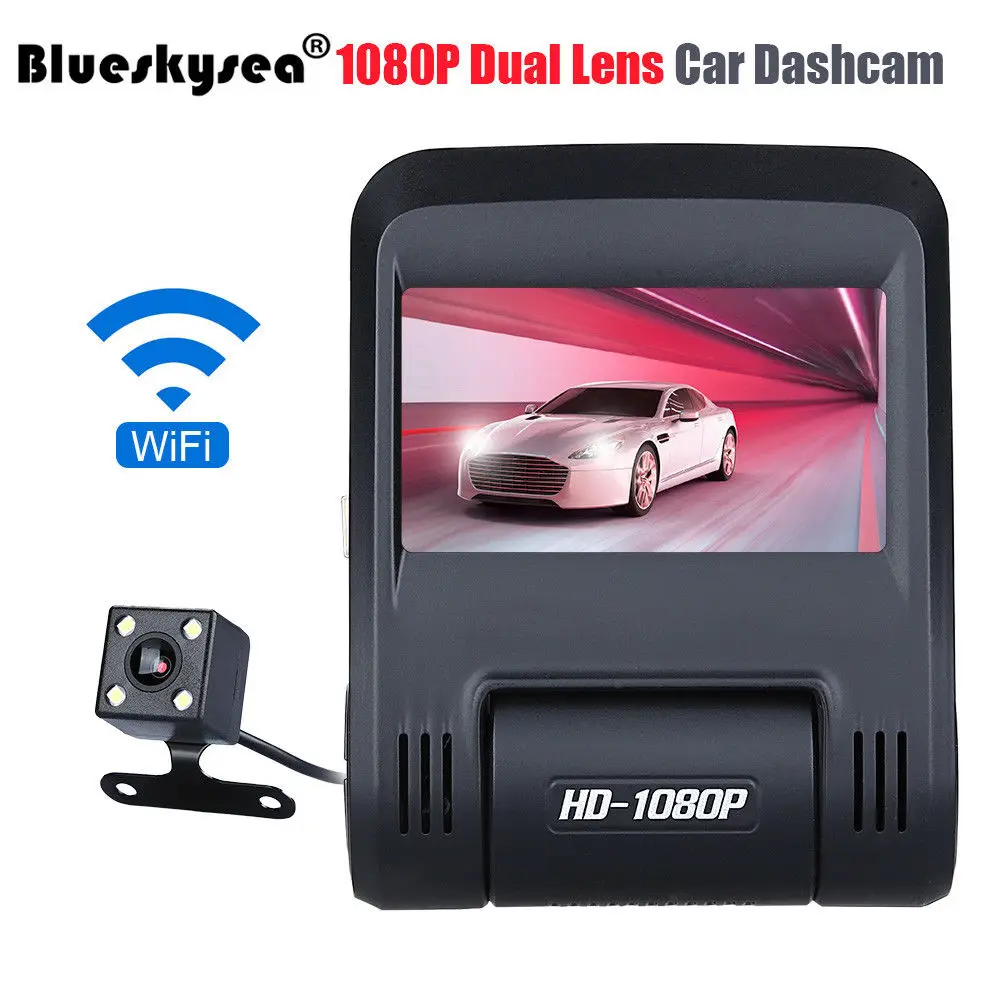 

Blueskysea 2.45'' Dual Lens APP HD 1080P WIFI Vehical Car DVR Dash Camera Video Recorder Camera G-sensor Night Vision WDR 30FPS