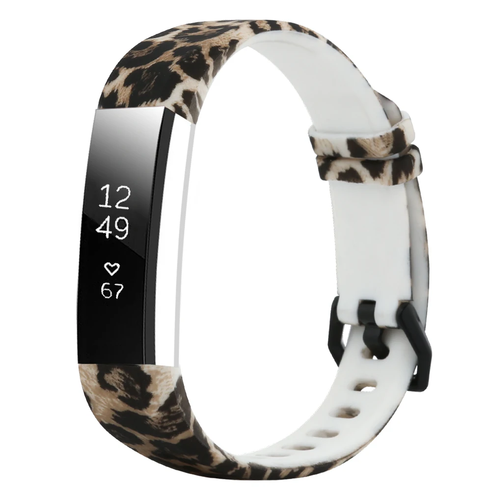 Силиконовый ремешок с леопардовым узором для умных часов Fitbit Alta HR /