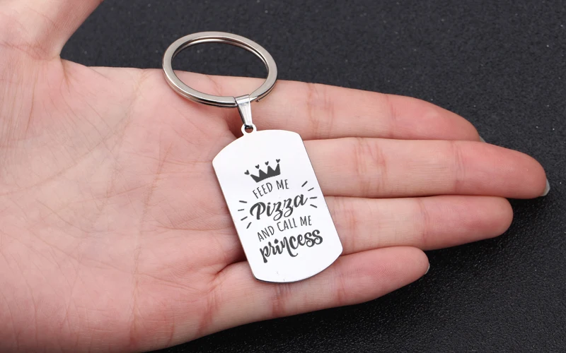 Брелок с гравировкой «Feed Me Pizza» и «Call Me Princess Girlfriend Exclusive Charm Key Ring Holder Tag» для подарка Любителя еды