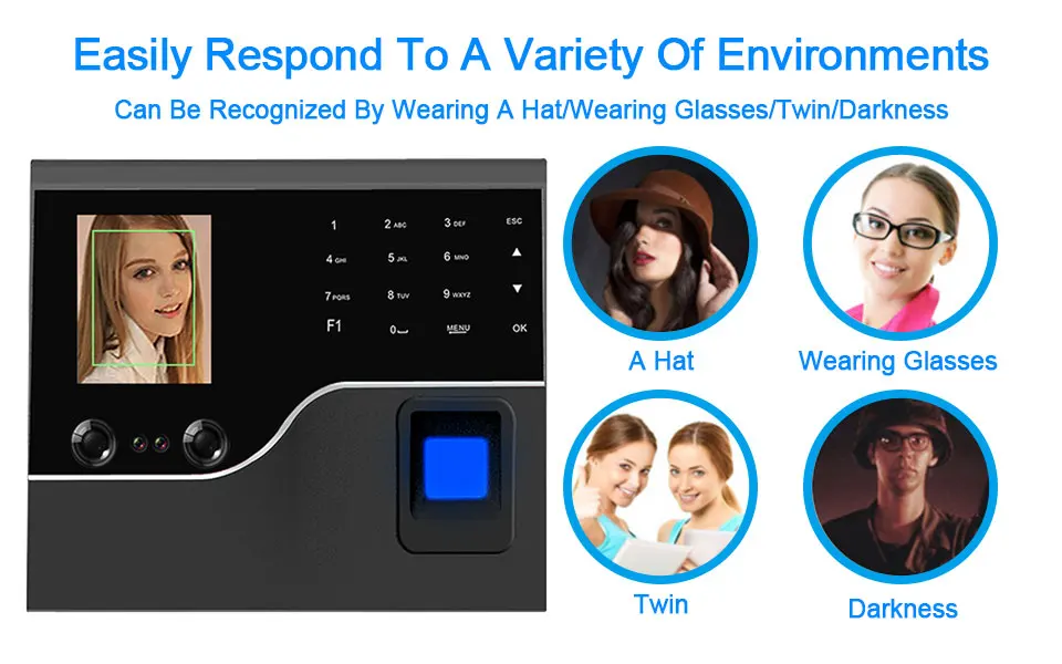 OULET Biometric Face Recognition Fingerprint Time Attendance System TCPIP USB Access Control System Clock Recorder Employees   