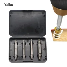 Yalku 4pc Double Side Damaged Screw Extractor Drill Bits S2 Alloy Steel Out Remover Bolt Stud Tool Dril Bit Set Screw Extractor