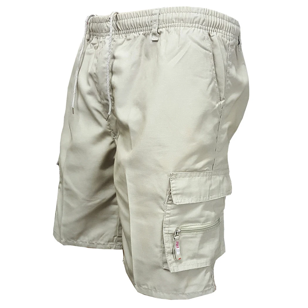 Мужские шорты Карго с несколькими карманами, повседневные хлопковые военные шорты до колен, мужские свободные армейские тактические шорты, мужские летние спортивные штаны - Цвет: Beige