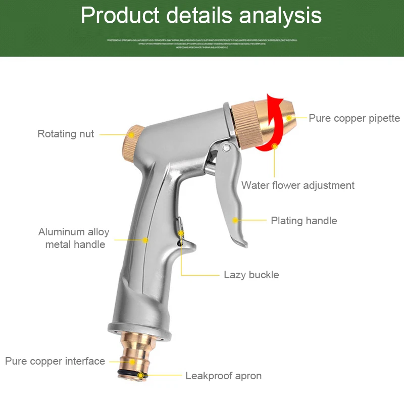 Распылитель высокого давления для полива лужайки медная Форсунка для мытья автомобиля орошение сада MAL999