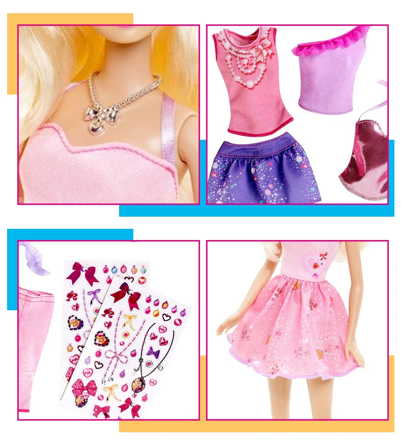 Бренд Barbie authorized DIY одежда Стиль наряжать детские игрушки для маленькой девочки Рождественский подарок Барби Boneca DVJ64