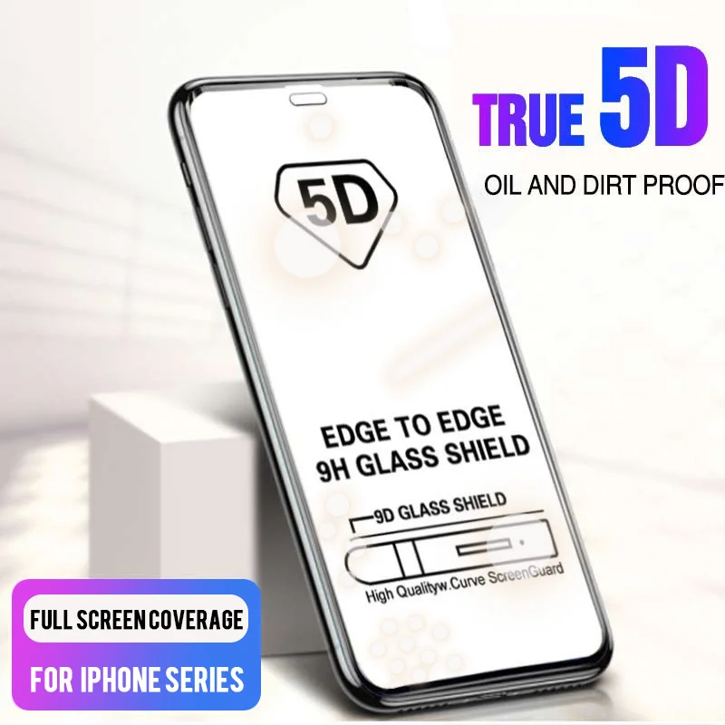 

New 5D Protective Glass on the For iPhone 6 6s 7 8 Plus glass for iPhone X XS XR XS MAX full cover Screen Protector glass film