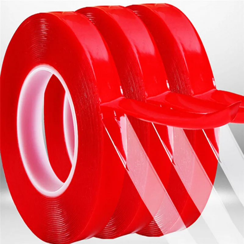 New 3M Red Double Sided Adhesive Acrylic Transparent No Traces Sticker Super Fix Double Sided Tape