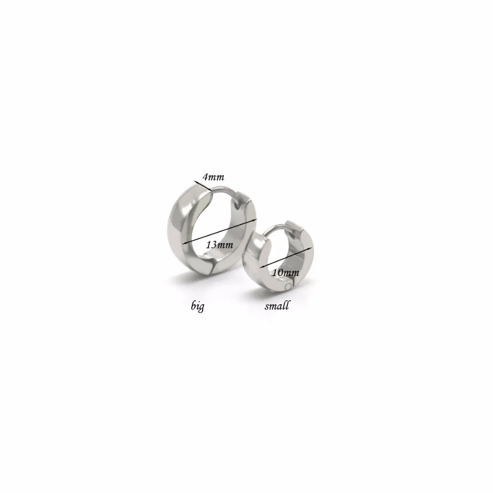 Fashion Small Hoop Earrings For Men Women Stainless Steel Black Silver 4mmx10mm 4mmx13mm Clicker Earrings Punk Jewelry For Men2